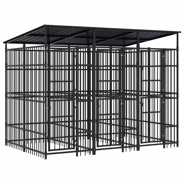vidaXL suņu voljērs ar jumtu, 5,53 m&sup2;, tērauds