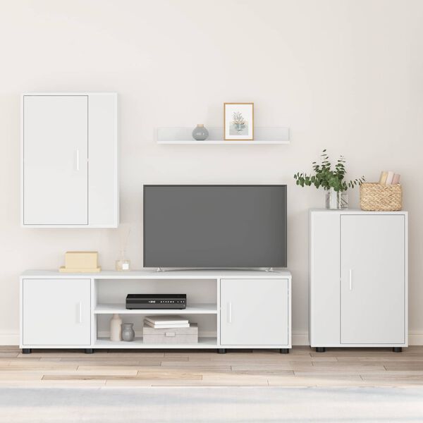 vidaXL TV skapī&scaron;u komplekts 4 pcs Balts Inženierijas koks