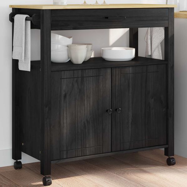 vidaXL Virtuves ratiņš Vienkrāsains Melna 88,5 x 40 x 48 cm