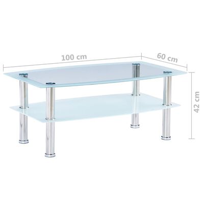 vidaXL kafijas galdiņš, balts, 100x60x42 cm, rūdīts stikls
