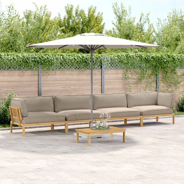 vidaXL Dīvānu komplekts 5 pcs Pelēkbrūna Cietā akācijas koks