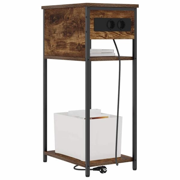 vidaXL Nakts skapītis Dūmaka ozols 41 x 28 x 76 cm Inženierijas koks