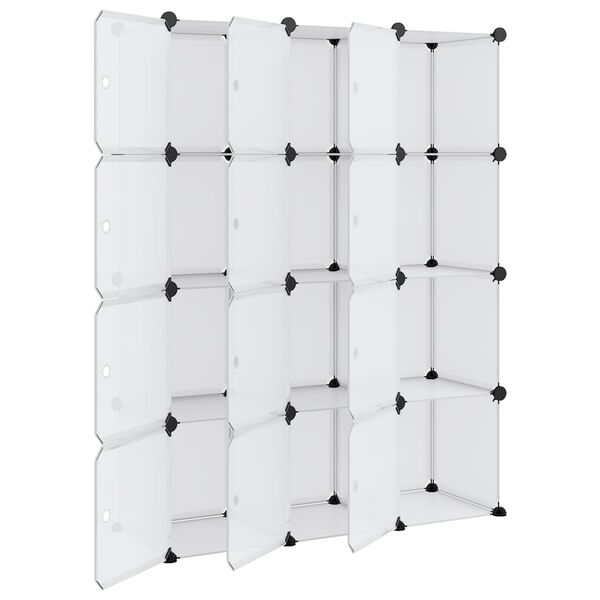 vidaXL uzglabā&scaron;anas kuba organizators ar 12 kubiem un durvīm, caurspīdīgs polipropilēns (PP)