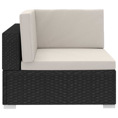 vidaXL 4-daļīgs dārza dīvāna komplekts ar matračiem, melns PE