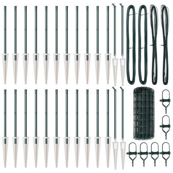 vidaXL Žogs ar stabu Zaļa 0,4 x 50 m Tērauds un PVC