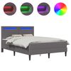 vidaXL Gultas rāmis ar LED sloksnēm Pelēka 120 x 190 cm Mākslīgā āda