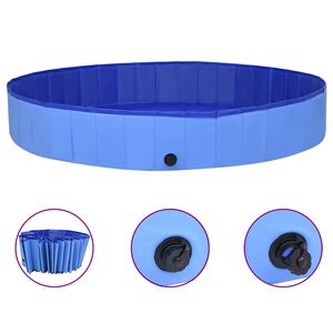 vidaXL suņu baseins, salokāms, zils, 300x40 cm, PVC