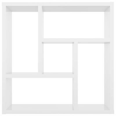 vidaXL sienas plaukts, spīdīgi balts, 45,1x16x45,1 cm, skaidu plāksne