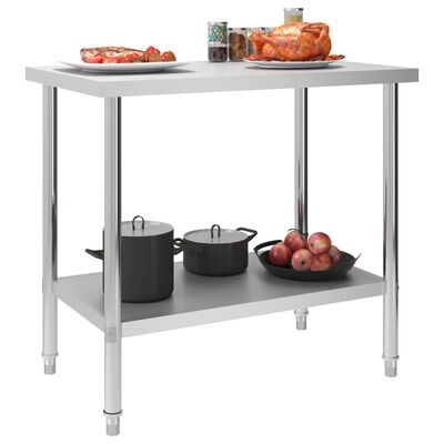 vidaXL virtuves darba galds, 100x60x85 cm, nerūsējošs tērauds