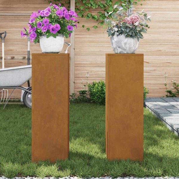 vidaXL Augu statīvs 2 pcs Rūsa 24 x 24 x 75 cm Novecināts tērauds