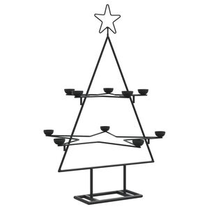 vidaXL Ziemassvētku eglīte, metāls, koka pamatne, melna, 75 cm