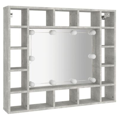 vidaXL spoguļskapītis ar LED, betona pelēks, 91x15x76,5 cm