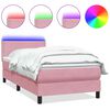 vidaXL atsperu gulta ar matraci, LED, rozā samts, 120x220 cm