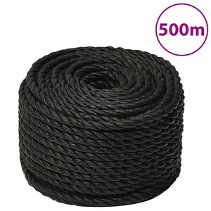 vidaXL darba virve, melna, 10 mm, 500 m, polipropilēns
