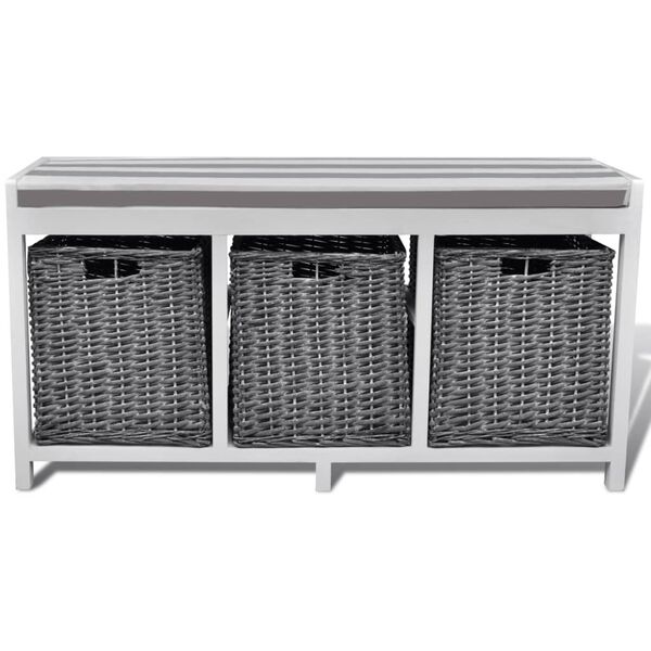 Balts gaiteņa sols ar spilvenu un 3 groziem