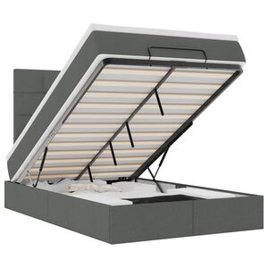 vidaXL Osmaņu gultas rāmis ar matrača tum&scaron;i pelēks 120x200 cm audums