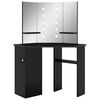 vidaXL stūra spoguļgaldiņ&scaron; ar LED, melns, 111x54x141,5 cm