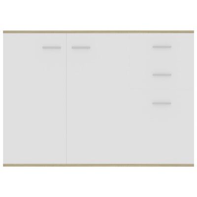 vidaXL kumode, 105x30x75 cm, kokskaidu plāksne, balta un ozolkoka
