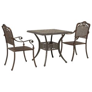 vidaXL Dārza galdu komplekts 3 pcs Bronzas krāsa Kalts alumīnijs