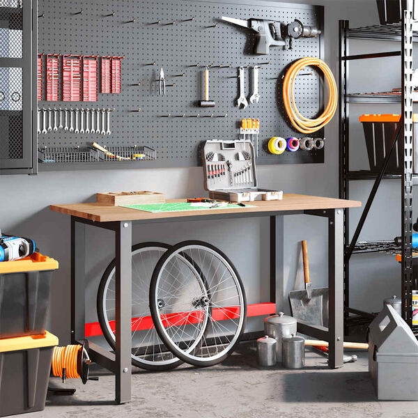 vidaXL darbagalds, brūns, 140x60x81,5 cm, ozola masīvkoks