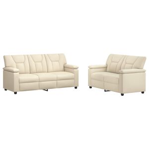 vidaXL Dīvānu komplekts 2 pcs Krēmkrāsa Mākslīgā āda