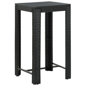 vidaXL dārza bāra galds, melns, 60,5x60,5x110,5 cm, PE rotangpalma