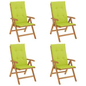 vidaXL dārza krēsli ar matračiem, atgāžami, 4 gab., masīvs tīkkoks