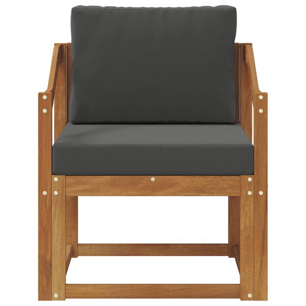 vidaXL Āra dīvāns Cieta akācijas koks un poliesters Dabiska