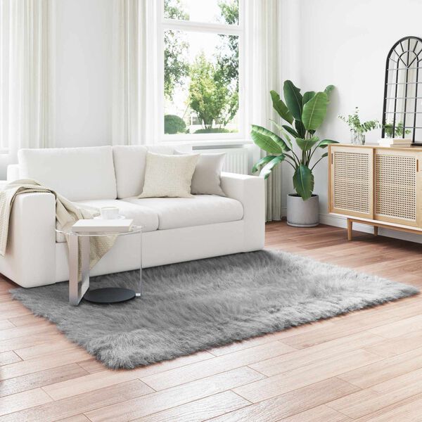 vidaXL Mākslīgā aitādas paklājs Tafalla Pelēka 120 x 170 cm Poliesters