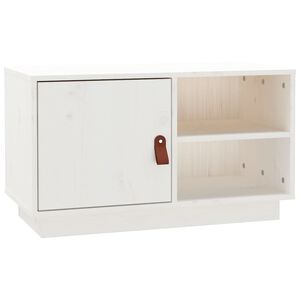 vidaXL TV skapītis, balts, 70x34x40 cm, priedes masīvkoks