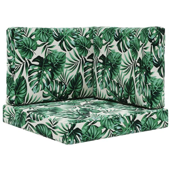 vidaXL Āra dīvāna spilvens 3 pcs Lapu raksts Poliesters