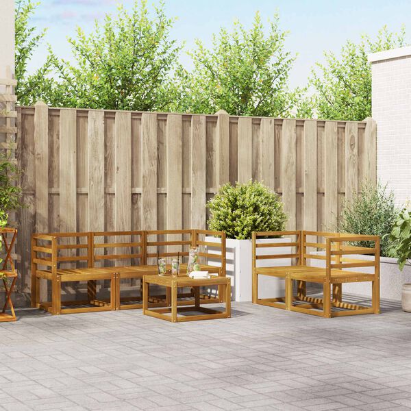 vidaXL Āra dīvānu komplekts ar spilvenu 6 pcs Dabisks un krējuma