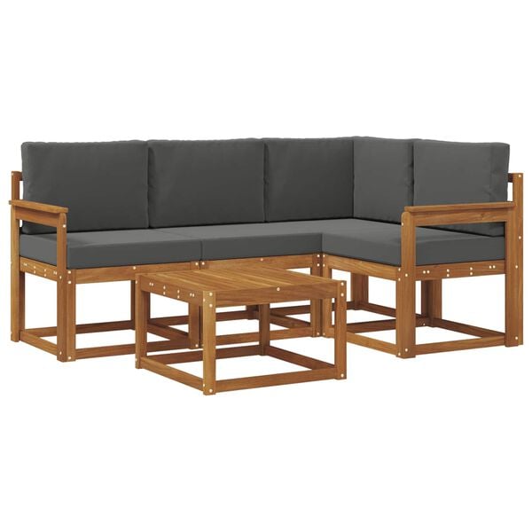 vidaXL Āra dīvānu komplekts ar spilvenu 5 pcs Dabisks un antracīts