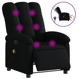 vidaXL elektrisks masāžas krēsls, atgāžams, melns audums