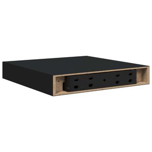 vidaXL sienas plaukts, melns, 23x23,5x3,8 cm, MDF