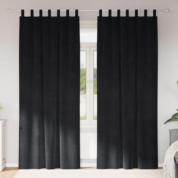 vidaXL Aptum&scaron;ojo&scaron;ie aizkari 2 pcs Melna 140 x 225 cm Samts