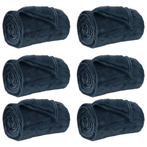 vidaXL Pledu segas 6 gab. Tums zils 130 x 150 cm 3.04 kg Flīss