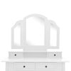 vidaXL spoguļgaldiņ&scaron; ar tabureti, balts, 100x40x146cm, paulonijas koks