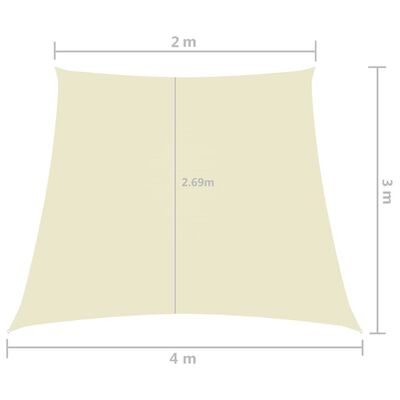 vidaXL saulessargs, 2/4x3m, trapeces forma, krēmkrāsas oksforda audums