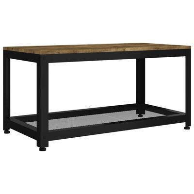 vidaXL kafijas galdiņš, 90x45x45 cm, MDF, dzelzs, tumši brūns, melns