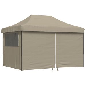 vidaXL Balles telts 410 x 279 x 315 cm Pelēkbrūns ar melnu rāmi