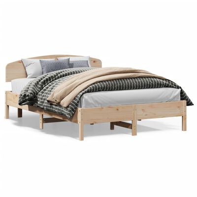 vidaXL gultas rāmis ar galvgali, 140x200 cm, priedes masīvkoks