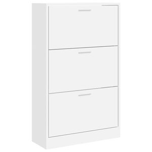 vidaXL apavu skapītis, balts, 63x24x103 cm, inženierijas koks