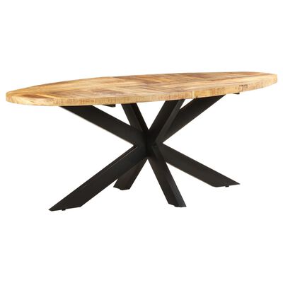 vidaXL virtuves galds, ovāls, 200x100x75 cm, neapstrādāts mango koks