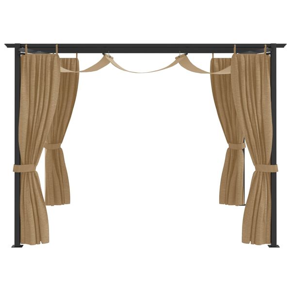 vidaXL dārza nojume, 4x3 m, pelēkbrūna