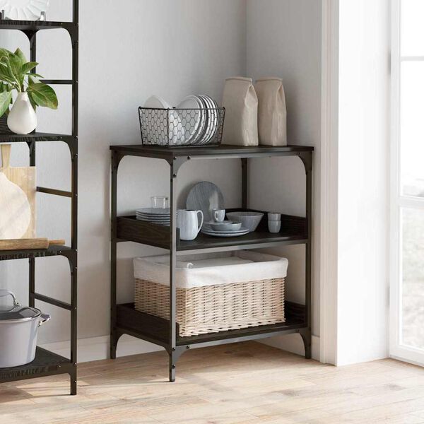 vidaXL Virtuves ratiņ&scaron; Melns ozolkoks 60 x 41 x 80.5 cm