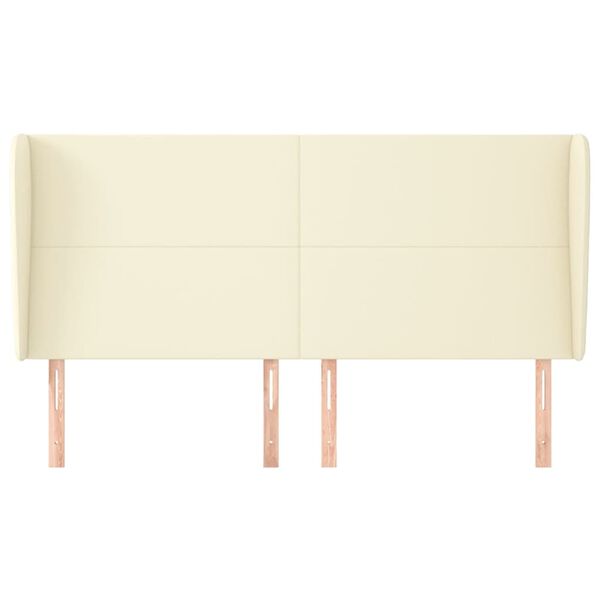 vidaXL galvgalis ar malām, 163x23x118/128 cm, krēmkrāsas mākslīgā āda