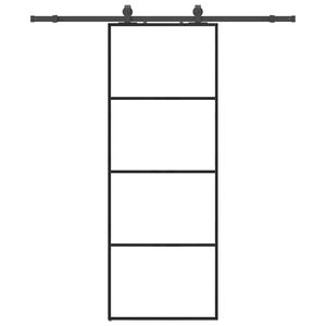 vidaXL bīdāmās durvis ar stiprinājumiem, melns, stikls, 76x205 cm