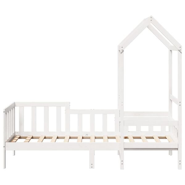 vidaXL Dienas gulta ar jumtu bez matrača Balts 80x200 cm masīvkoks