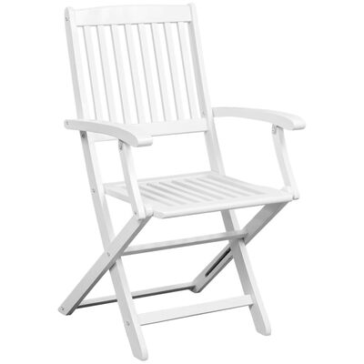 vidaXL saliekami dārza krēsli, 2 gab., akācijas masīvkoks, balti